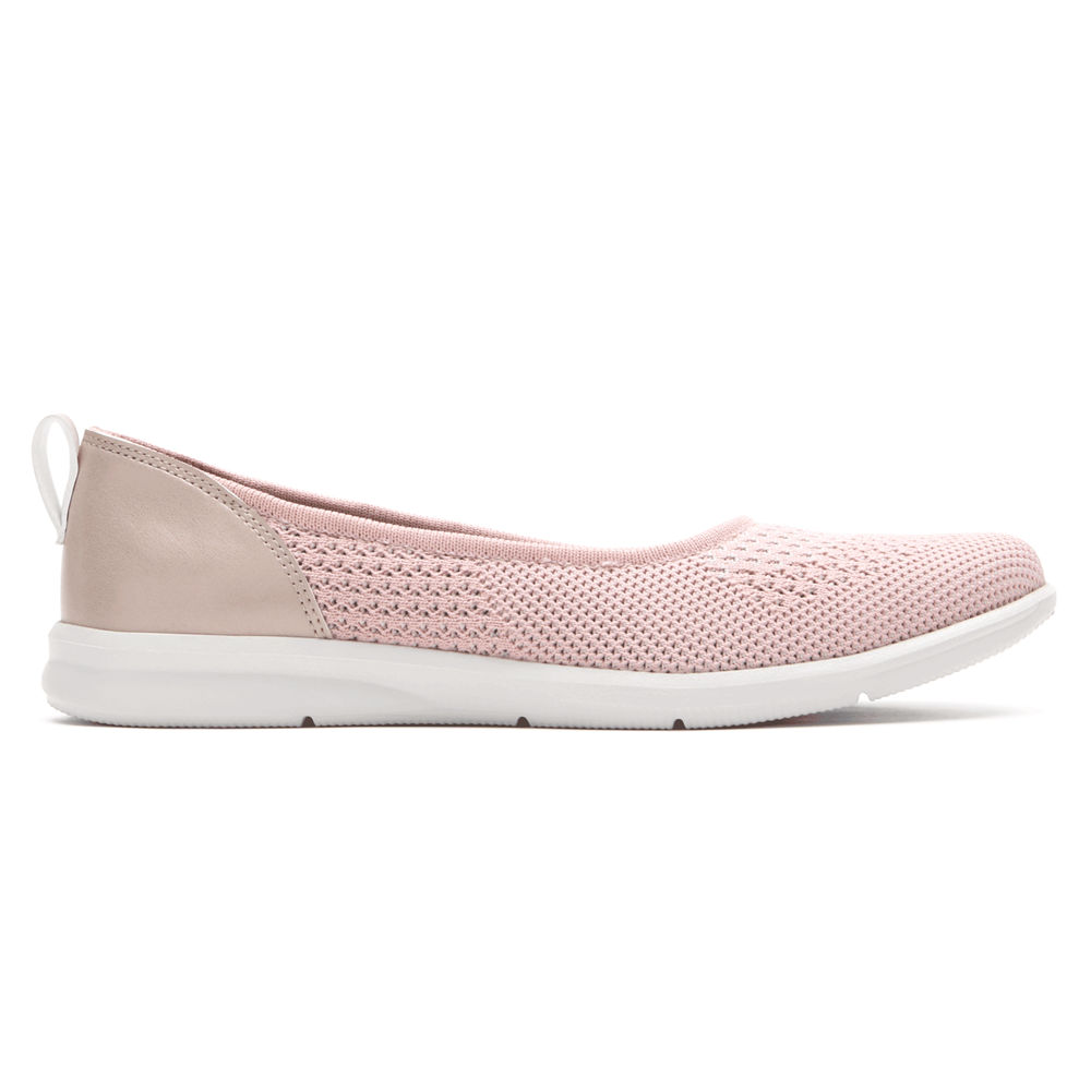 Rockport Womens Slip-On Pink - Ayva Washable Knit Ballet - UK 896-TSEDAU